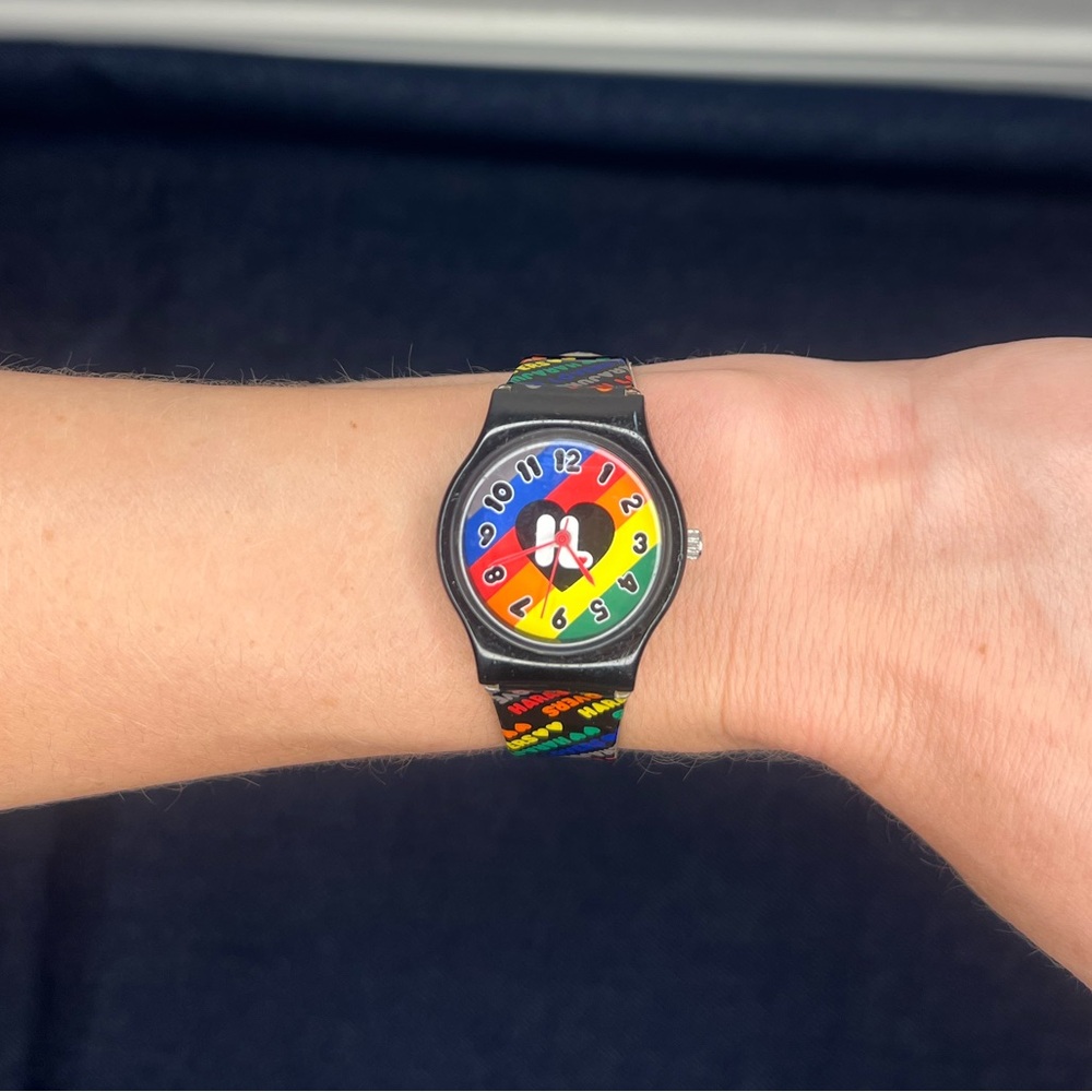 Harajuku Lovers Gwen Stefani Black Multi Colored Rainbow Watch